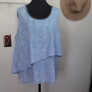 Juicy Couture Blue Wave Pattern Blouse